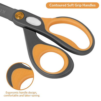 KUONIIY Scissors 8 Inch Ultra Sharp Titanium Coating Blades Soft Comfort-Grip Handles Multi-Purpose Scissors Set of 4