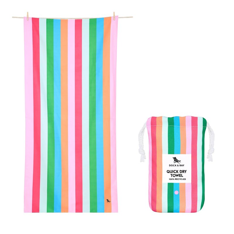 Dock & Bay Beach Towel - Quick Dry, Sand Free - Compact, Lightweight - 100% Recycled - Includes Bag - Tutti Frutti - Extra Large (200x90cm, 78x35)