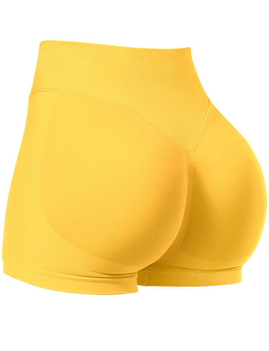 VOYJOY Women Workout Impact Shorts 2.5"/ 3.6"/ 4.5"/ 6" Scrunch Butt Lifting Gym Seamless Booty Biker Shorts Yellow