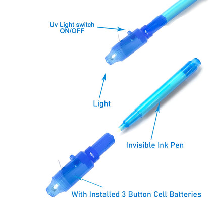 SCStyle Invisible Ink Pen 28Pcs with UV Light Magic Marker for Secret Messages, Writing Information for Birthdays, Easter, Halloween, Christmas Gifts for Students