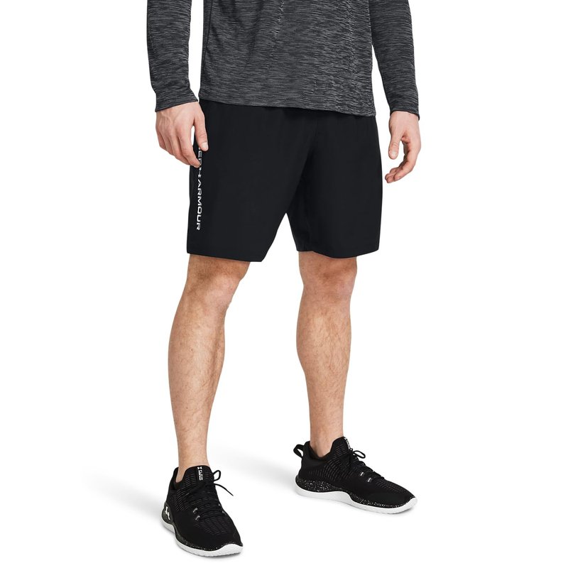 Under Armour Men's Woven Wordmark Shorts, (001) Black / / White, Large Tall