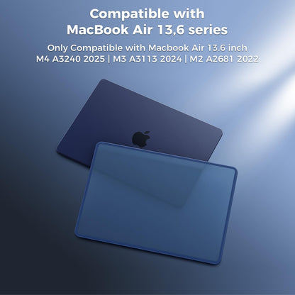 BlueSwan TPU Frame Case Compatible for MacBook Air 13 inch M4 M3 M2 2025 2024 2022 (A3240 A3113 A2681) Anti-rupture Anti-fingerprint Matte Hard Shell Cover Mac 13,6" - (Blue Edge) Frosted Midnight