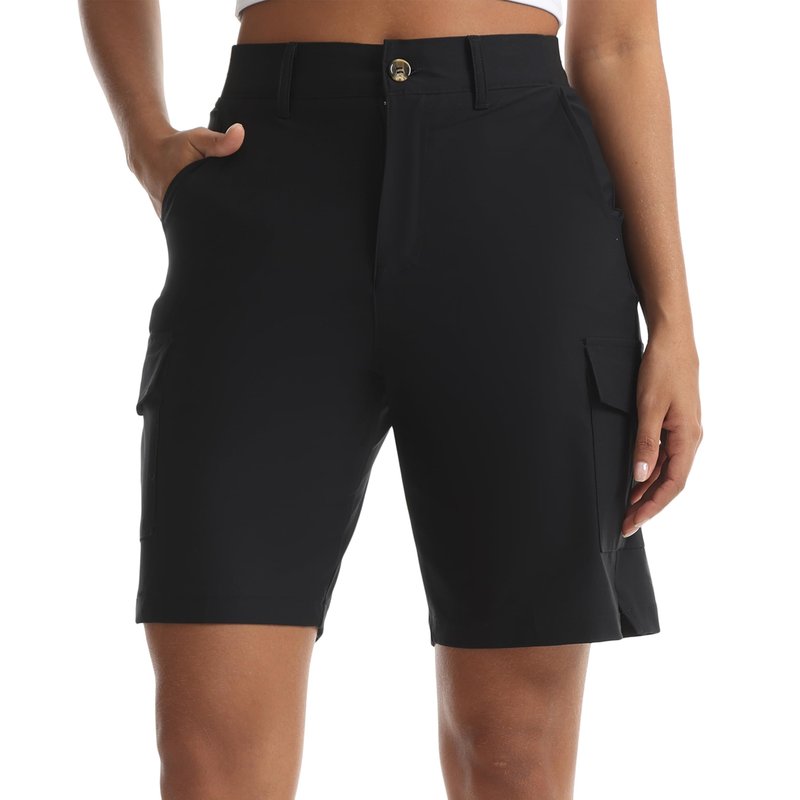 bepopotan Women's Quick-Dry Cargo Shorts - Lightweight Hiking Shorts with 5 Pockets for Athletic Golf Travel Work (Black XL)
