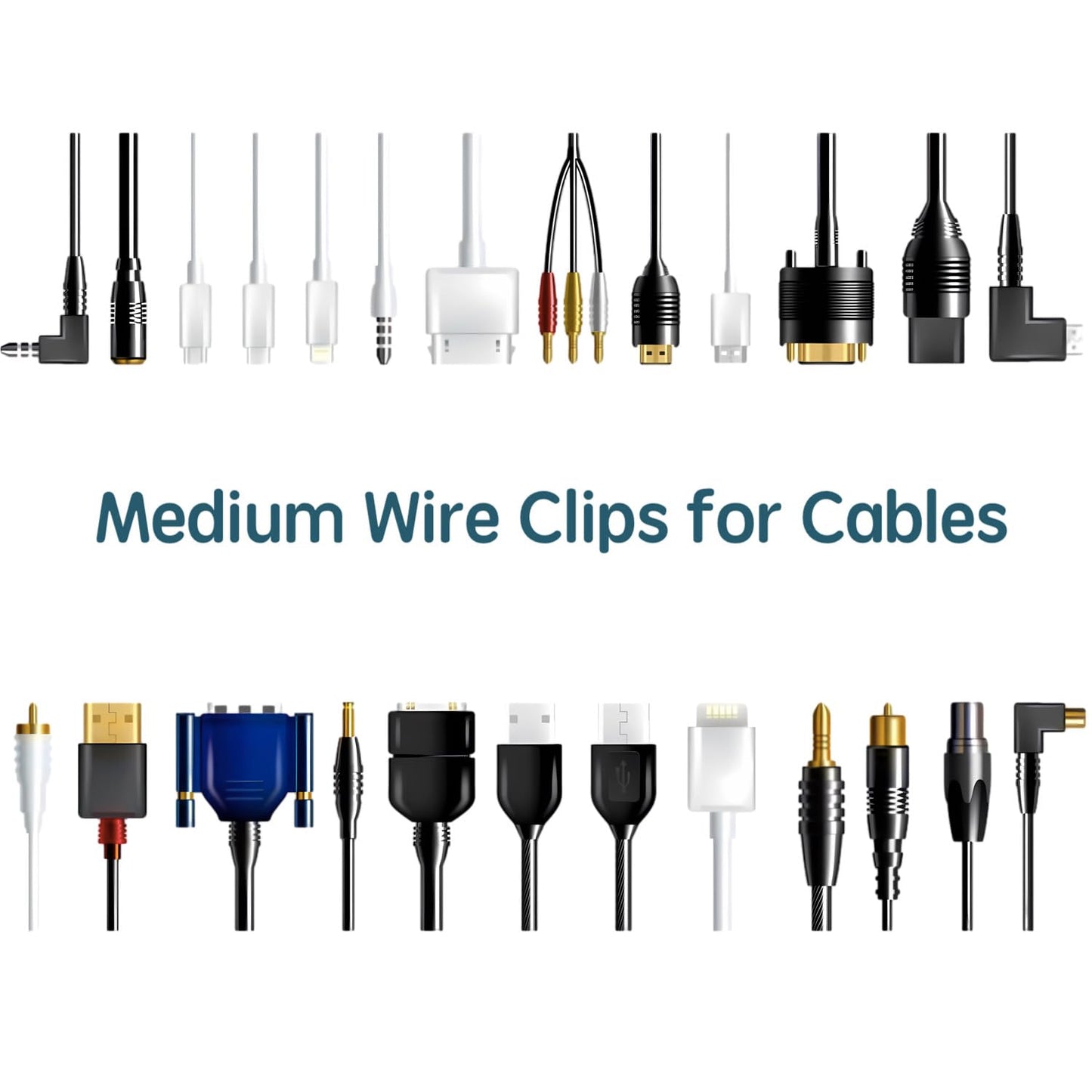 80pcs Adhesive Cable Clips 90 Strips, Finisher Wire Clamp Cord Clips Cable Management Light Clips Cable Organizer Max.1/4" Wire Hider for Cords