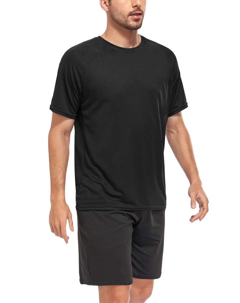Kinglaman 1 Pack Workout Shirts for Men Dry Fit Gym Shirts Quick Dry Athletic Short Sleeve Sports T-Shirt Moisture Wicking 1 Black X-Large