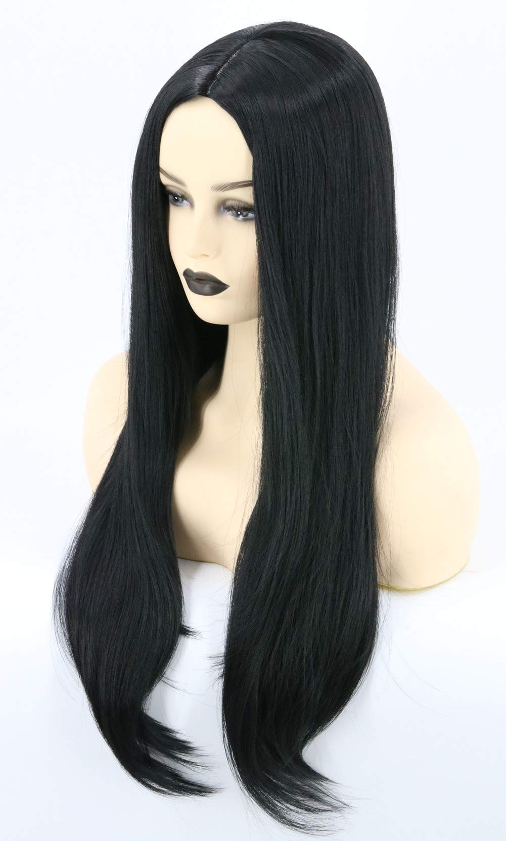 Topcosplay Women Wig Black Long Straight Middle Part Cosplay Halloween Costume Hair Wigs