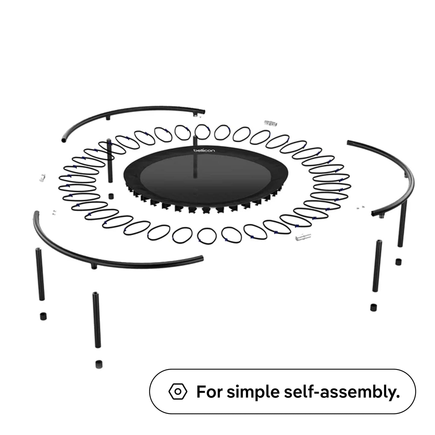 bellicon Mini Trampoline 39'' (Orange) | Bungee Suspension up to 330 lbs | Indoor Fitness Rebounder for Adults | Screw-in Legs