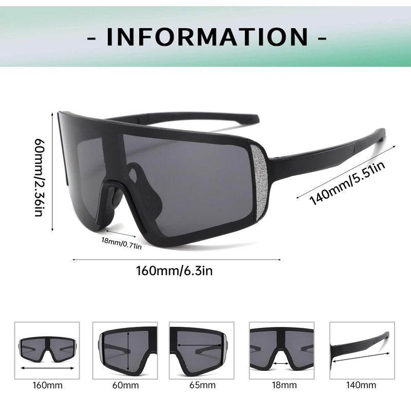 Long Keeper Cycling Sunglasses for Women Men Youth Running Riding Baseball Sports Sun Glasses Windproof Driving Sports Shades (Black Frame Dark Grey Lens)