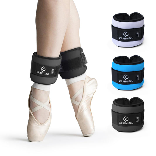 ELEAMY Ankle Weights for Women & Men - 0.5lb/1lb/2lb/3lb Pairs for Walking, Running, Yoga, Fitness - Premium Ice Silk Fabric - Comfortable, Durable & Tear Resistant - Black (0.5lb*2)
