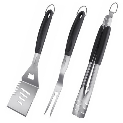 HAUSHOF Large Grill Accessories Heavy Duty BBQ Set Gifts for Men/Women - Premium Stainless Steel Spatula, Fork & Tongs, Barbecue Utensils Tool Kit Gift for Grilling Lover Outdoor