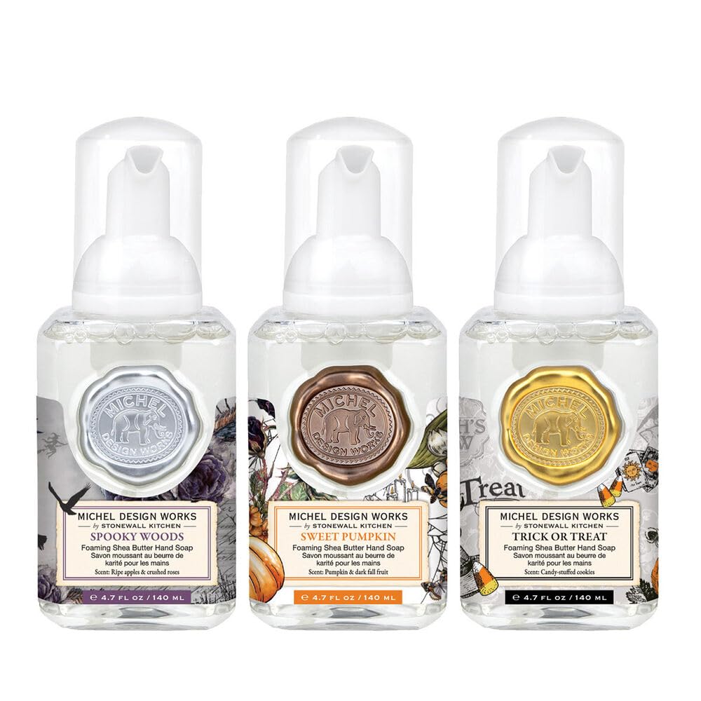 Michel Design Works Halloween Collection Mini Foaming Soap 3-Pack Set (Spooky Woods, Sweet Pumpkin, Trick or Treat)