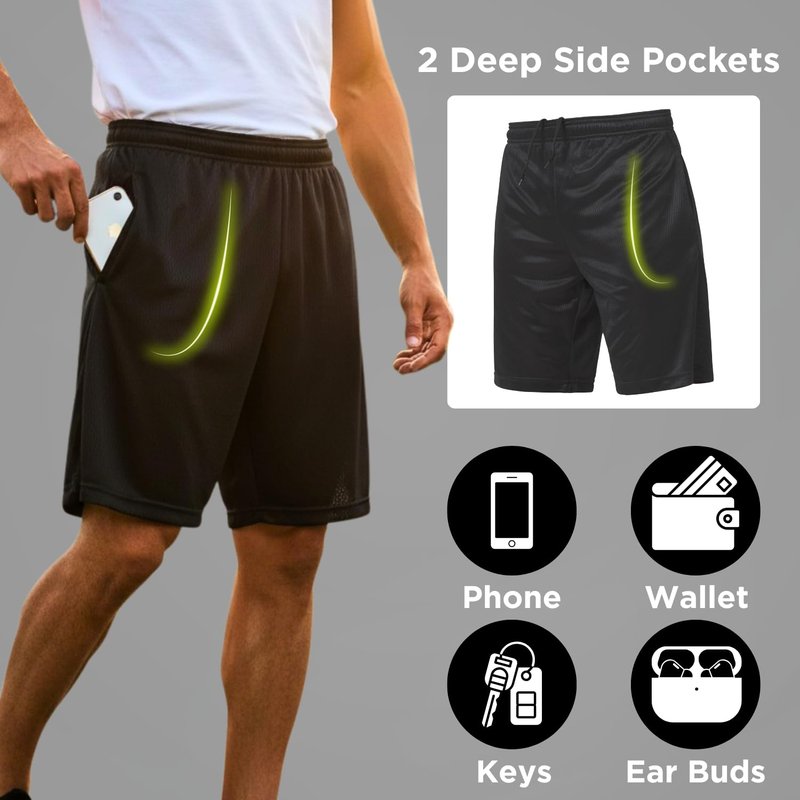 Ultra Performance 5 Pack Mens Shorts, Athletic Gym Shorts Workout Basketball Shorts for Men, Large
