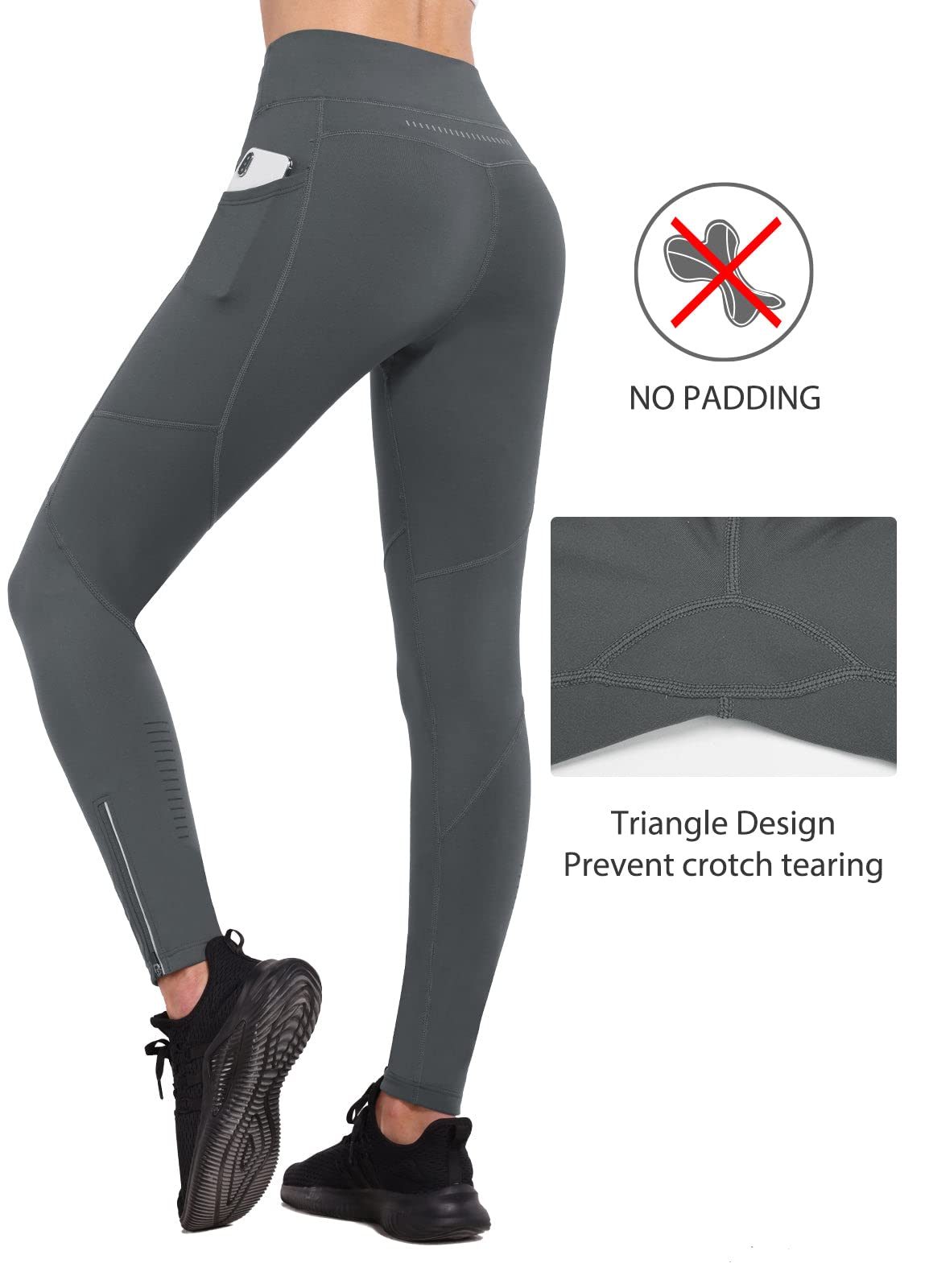 BALEAF Women's Fleece Lined Leggings Water Resistant Winter Clothes Running Tights Cold Weather Hiking Pants Zip Pockets