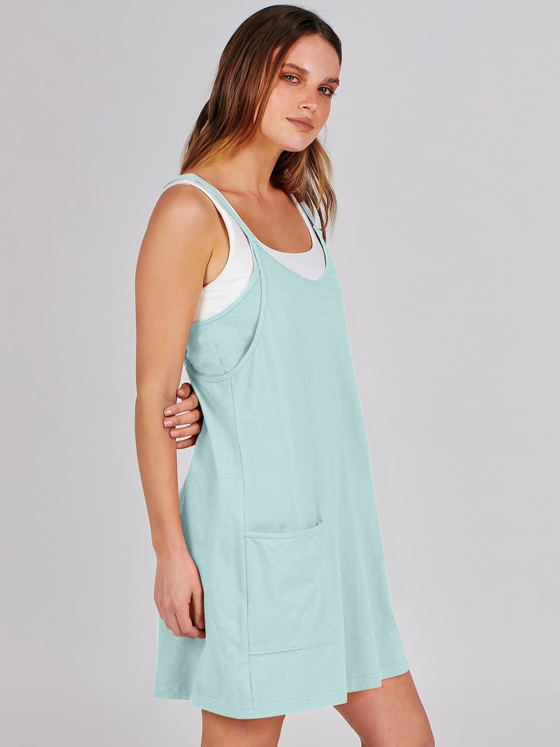 ANRABESS Women Athletic Dress Summer Tennis Workout Active Sports Mini Romper Dress Built in Shorts Travel Vacation Clothes Mint Green X-Smal