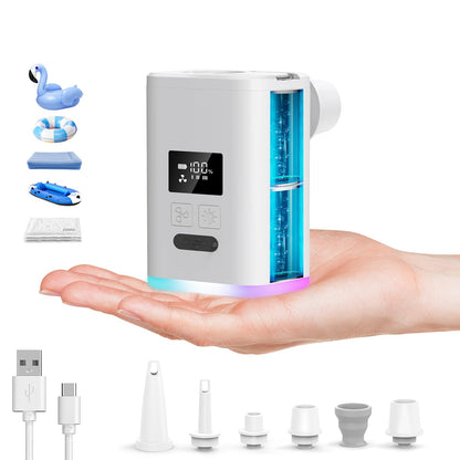 Air Pump for Inflatables Mini Air Mattress Pump Portable Electric Air Pump for Pool Floats,Swimming Rings, Sleeping Pads, Vacuum Storage Bags 5X with 5000mAh Battery & Light, USB Rechargeable