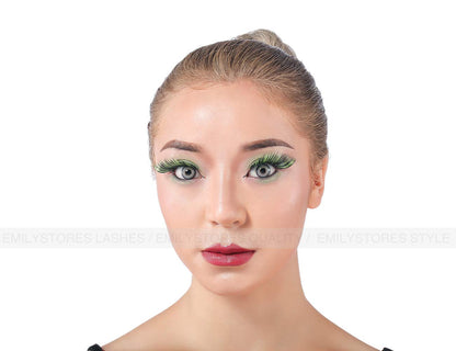 EMILYSTORES Green Fortune Teller Costume Halloween Eye Lashes For Party Looking1 Pairs
