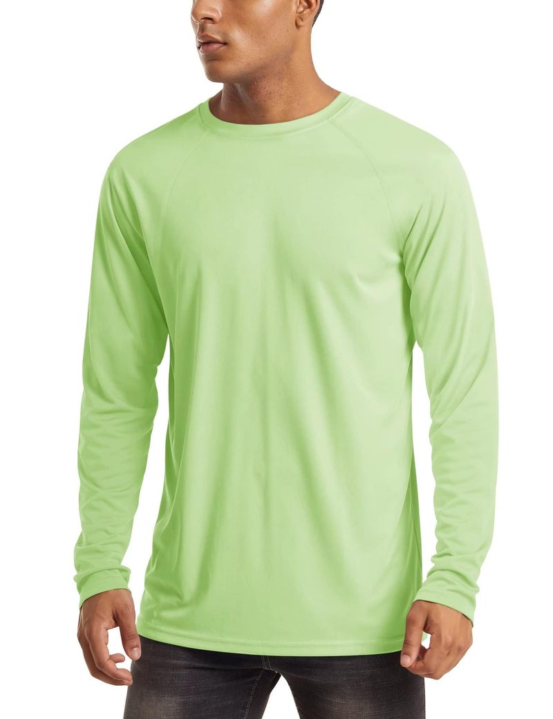 MAGCOMSEN UV Shirts Men UPF 50 Long Sleeve UV Protection Shirts Quick Dry T-Shirt Rash Guard for Men Light Green,3XL