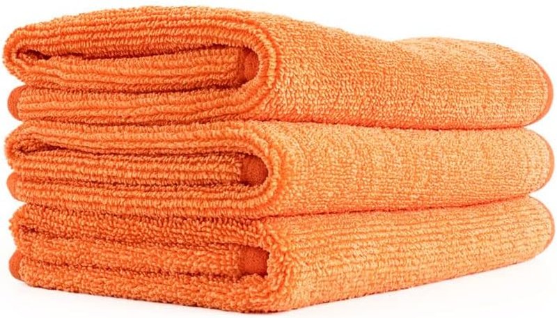 Premium FTW Microfiber Cleaning Towels - Streak-Free & Scratchless | 16" x 16", Orange, 3-Pack