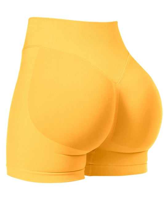 VOYJOY Women Workout Impact Shorts 2.5"/ 3.6"/ 4.5"/ 6" Scrunch Butt Lifting Gym Seamless Booty Biker Shorts Cream Yellow