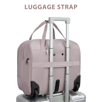 EMPSIGN Rolling Laptop Bag for Women - Wheeled Briefcase Fits Up to 15.6 Inch Laptop, Water-Repellent Overnight Computer Bag with RFID Pockets, Dusty Pink