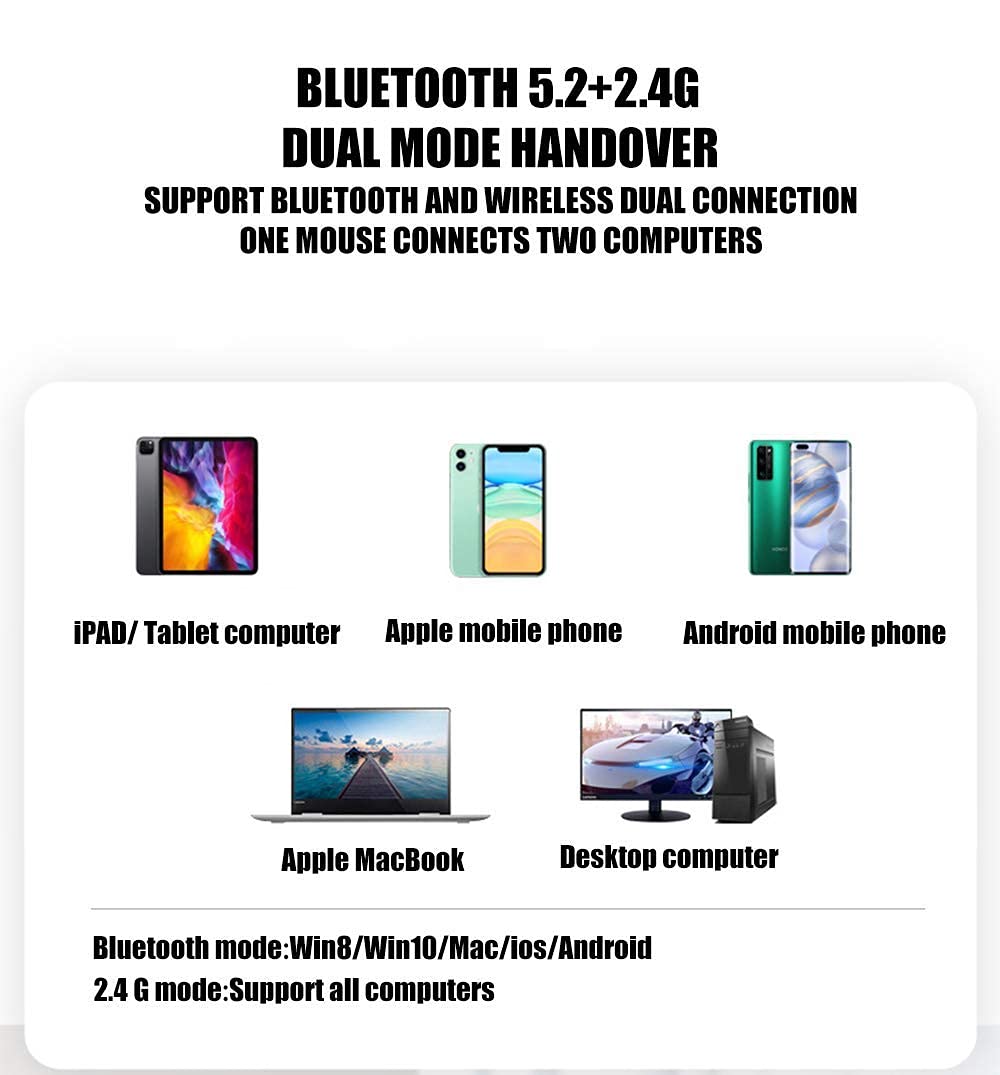 Bluetooth Wireless Mouse for Laptop mac MacBook ipad MacBook air MacBook pro pc Desktop Computer Windows Chromebook Notebook (Silver)