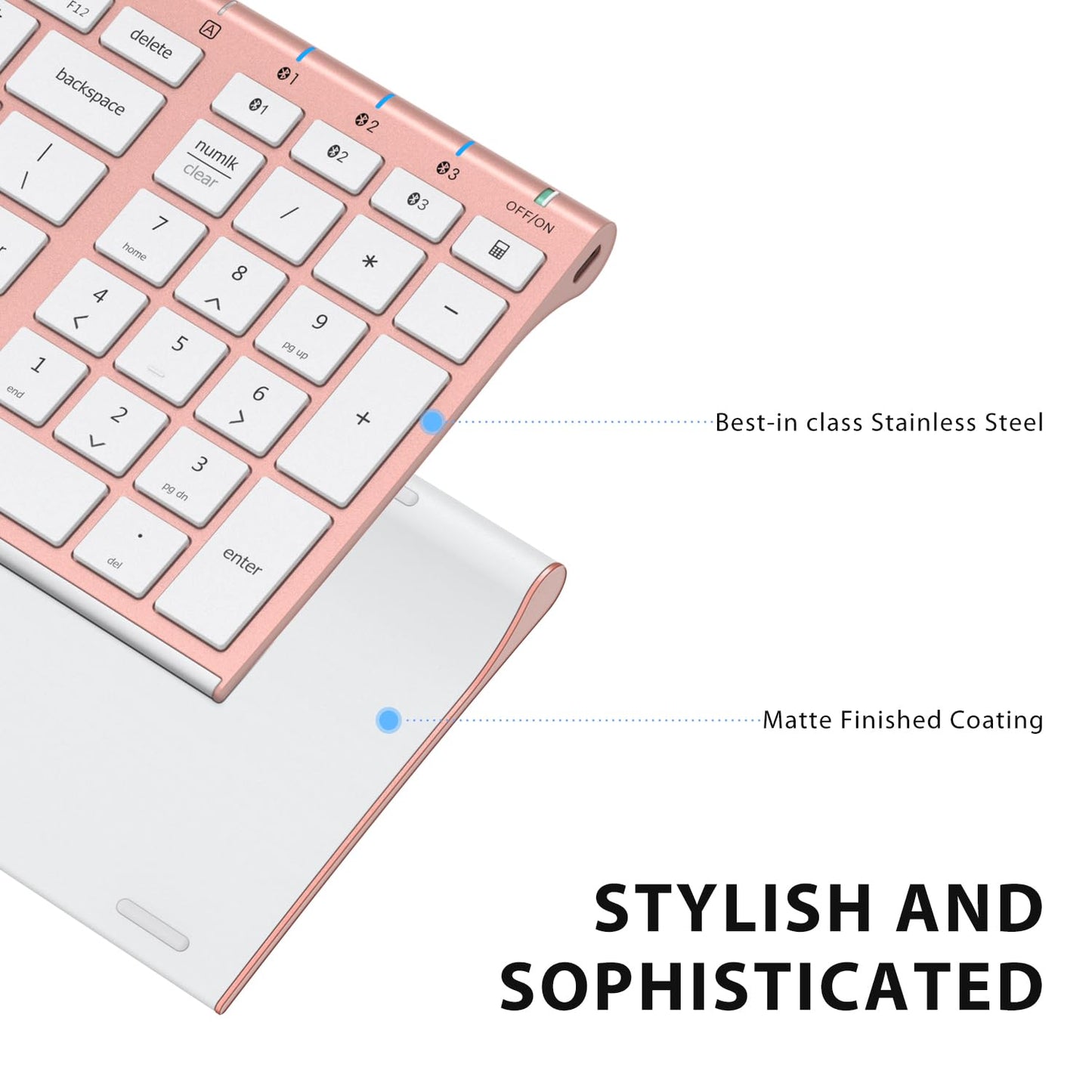 iClever BK10 Bluetooth Keyboard, Universal Bluetooth 5.1 Wireless Keyboard with Number Pad, Ergonomic Design, Multi-Device Compatibility, Stable Connection for Mac, iPad, iPhone, Android, Windows