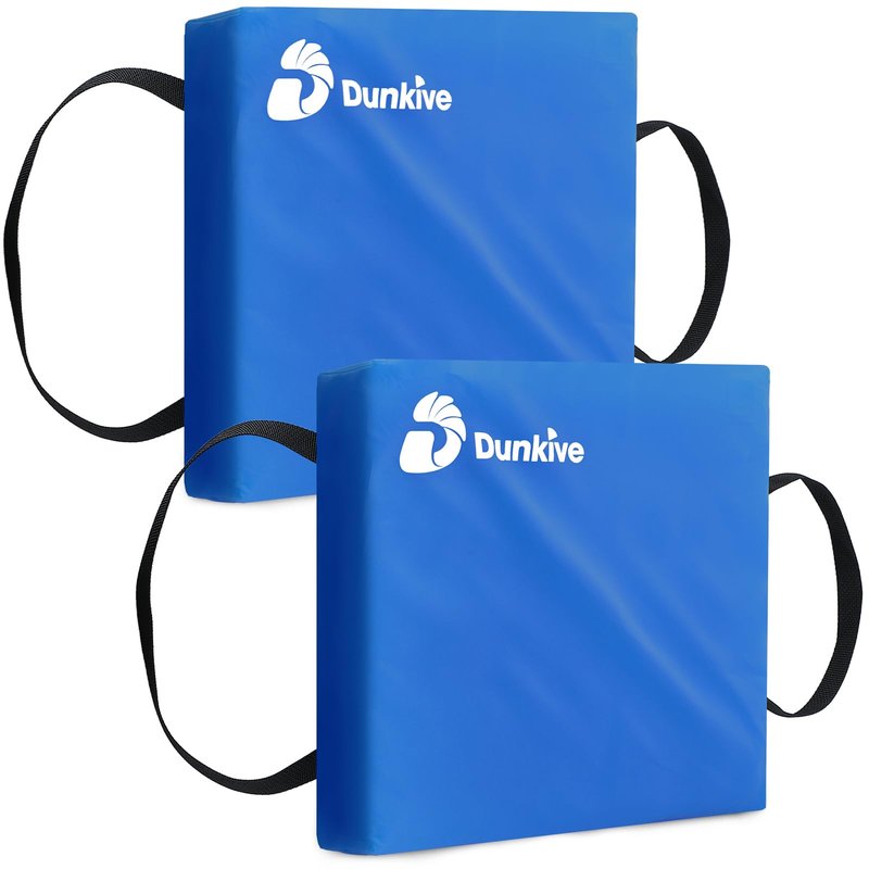 Dunkive 2 Pack Boat Throw Flotation Cushion, USCG Approved, Emergency Marine Throwable Flotation Device, Foam Boat Cushions Life Preserver, Throw Cushions for Boats, Kayaks, Canoes (Blue)