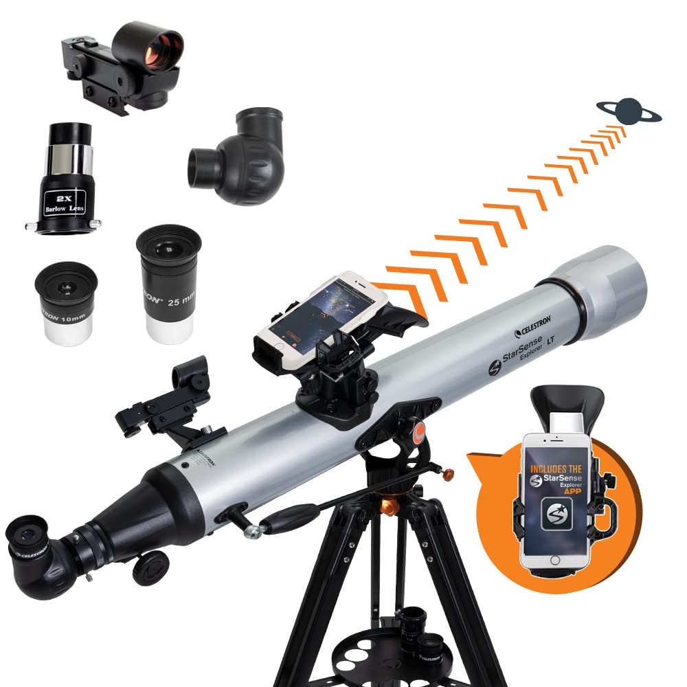 Celestron StarSense Explorer LT 80AZ App-Enabled Telescope – 80mm Refractor with Smartphone Dock & StarSense App – iPhone & Android Compatible – Easy-to-Use for Beginners