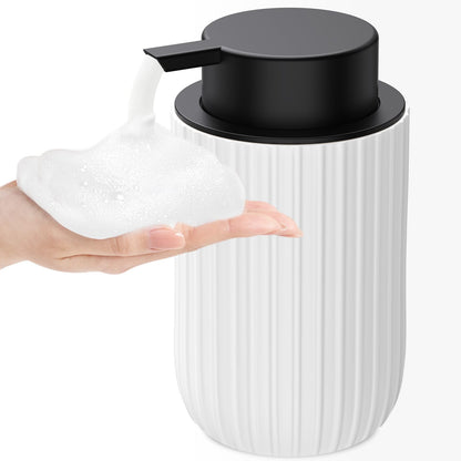 Ceramic Foaming Soap Dispenser, 12 oz Bathroom Foam Hand Soap Dispenser, Refillable Lotion Soap Dispenser with Removable Pump for Kitchen Hand Wash Dispenser, Modern Home Decor(2Pack-Black)