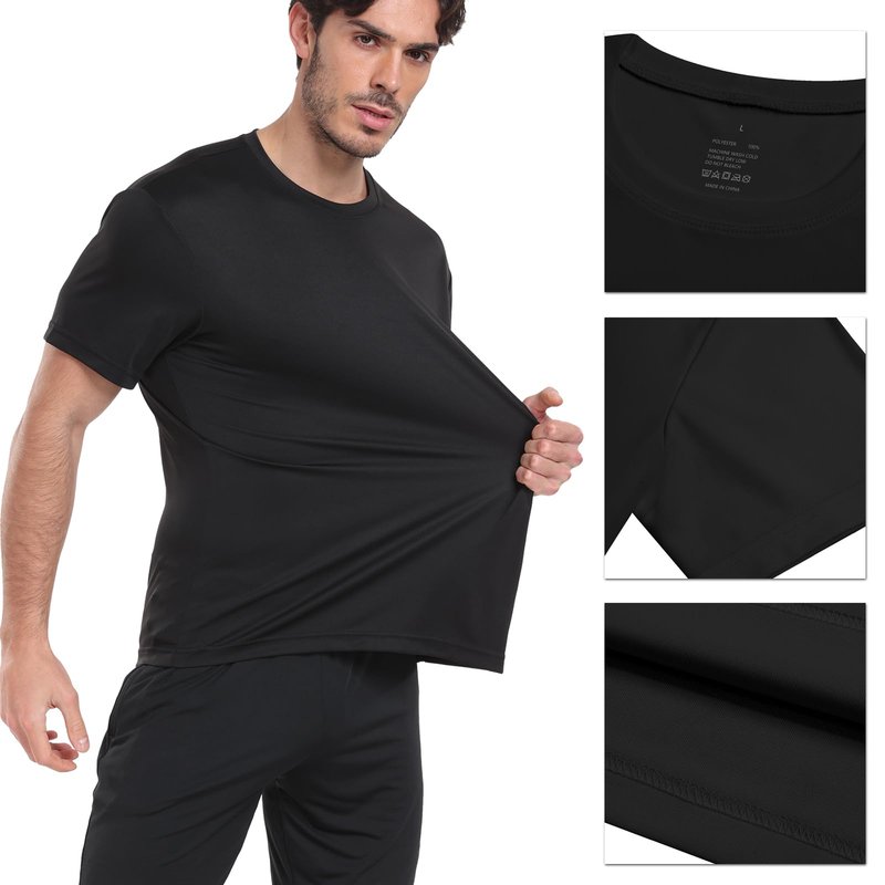 HovSiyla 5 Pack Workout Shirts for Men Athletic Running Gym Quick Dry Short Sleeve Performance Moisture Wicking T Shirt-Black-XL
