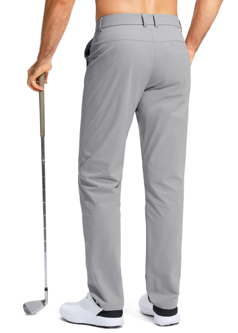 Pudolla Men's Golf Pants Work Dress Comfy Pants Casual Slacks Trousers with Pockets(Light Grey 42Wx32L)