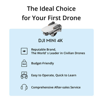 DJI Mini 4K, Drone with 4K UHD Camera for Adults, Under 249 g, 3-Axis Gimbal Stabilization, 10km Video Transmission, Auto Return, Wind Resistance, 1 Battery for 31-Min Max Flight Time, Intelligent Flight