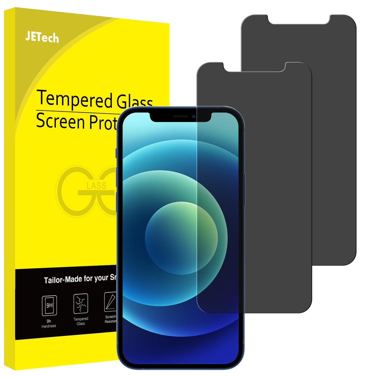 JETech Privacy Screen Protector for iPhone 11 and iPhone XR 6.1-Inch, Anti Spy Tempered Glass Film, 2-Pack