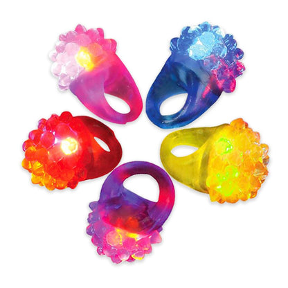 Novelty Place 12Pcs Flashing LED Jelly Rings – Fun Glow in the Dark Light Up Toy Rings for Kids, Party Favors, Birthday, Halloween, Carnival, Disco and Dance Party Supplies