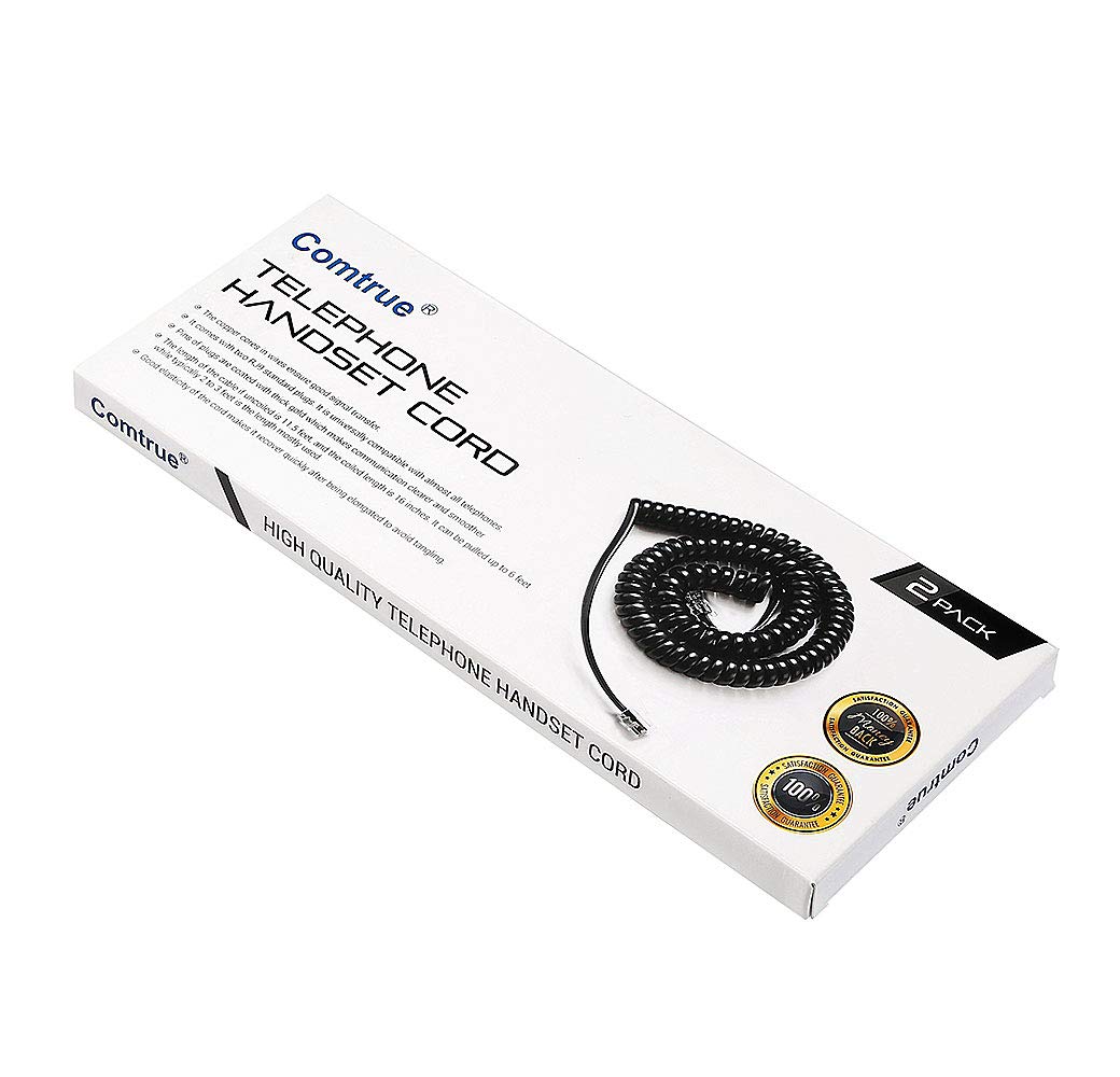 Black 2 Pack Universally Compatible Phone Cord