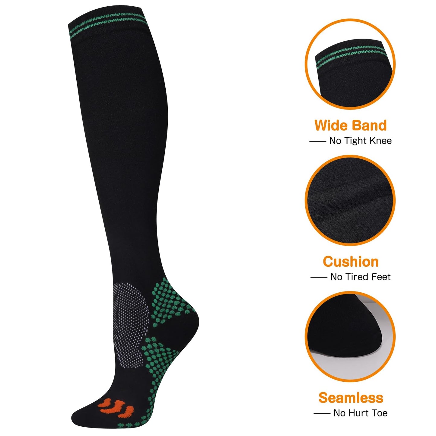 Odtmger Compression Socks (2/3 Pair) for Men and Women 20-30 mmHg Compression Stockings Circulation for Cycling Running Support Socks
