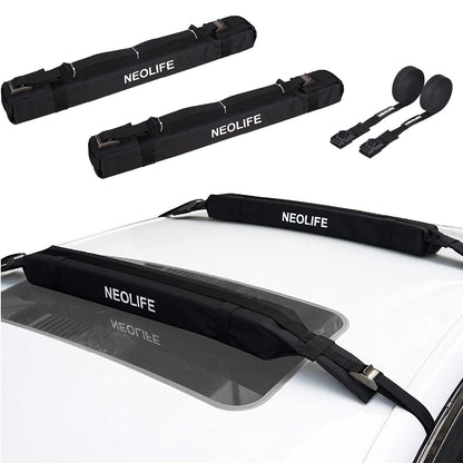 WONITAGO Soft Roof Rack Pads with Single Wrap-Rax Straps and Storage Bag, Universal Car Roof Rack for Surfboard, Kayak, SUP Paddleboard, Canoe, 28" (Pair)