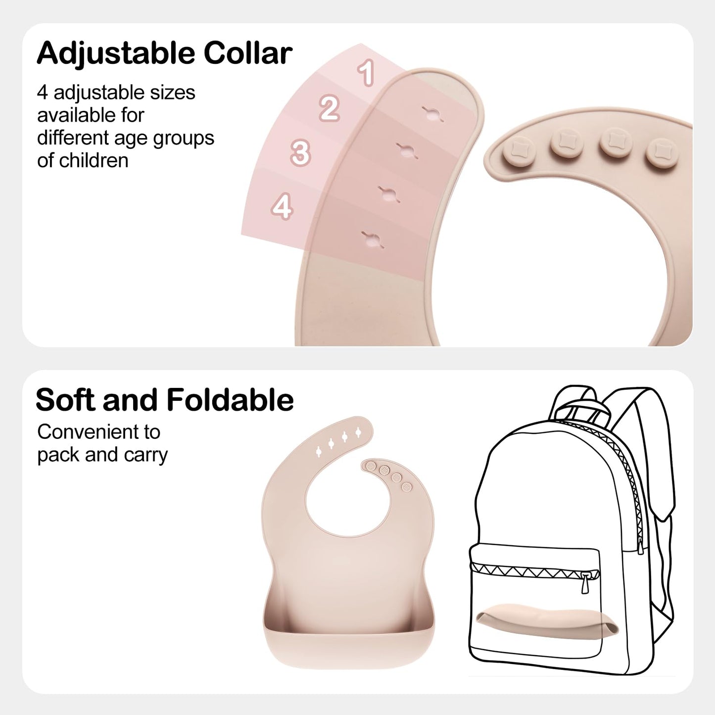 Eascrozn Silicone Bibs for Babies Toddler Girls Set of 3, Soft Adjustable Baby Bibs for Eating, BPA Free, Waterproof Bibs for Baby Feeding Essentials Baby Gifts