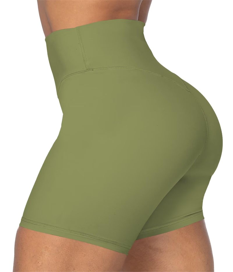 Sunzel No Front Seam High Waist Biker Shorts for Women, Squat Proof Yoga Workout Gym Bike Shorts 8" Caramel Cafe X-Large