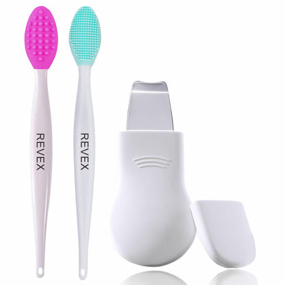 REVEX Silicone Nose Blackhead Remover Tool Set,Blackhead Scraper Tool,2Pcs Pore Cleaning Brush, Face Scrubber Skin Spatula, Pore Scrubber for Deep Cleansing,Face Exfoliator Scrubber for Women Men
