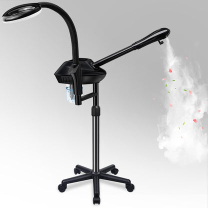 Professional Facial Steamer on Wheels, Facial Steamer for Facial Deep Cleaning, Facial Humidifier for Spa, Adjustable Height for Spa, Salon and at Home Use