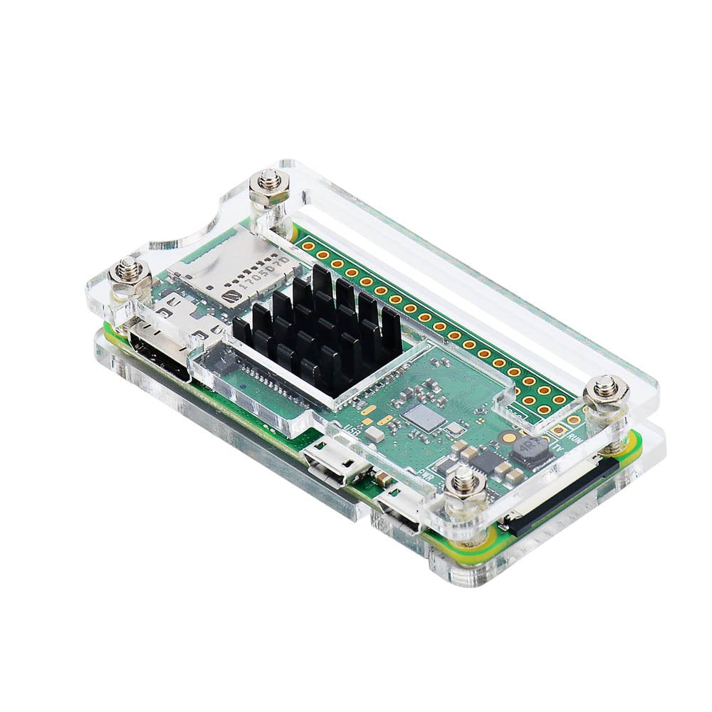 iUniker Raspberry Pi Zero Case, Case for Raspberry Pi Zero 2 w, with Heatsink, HDMI Adapter, OTG Cable, Header, ScrewDriver, Power Switch for Pi Zero 2 w/w (Clear)