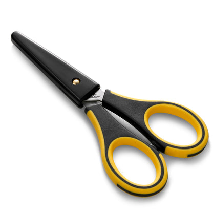 Beaditive Precision Craft Scissors - Stainless Steel Paper Crafting with Safety Cap Ultra Sharp Blades & Non-Slip TPR Handles Adult Kid Scrapbooking for Home, Office, School, Yellow