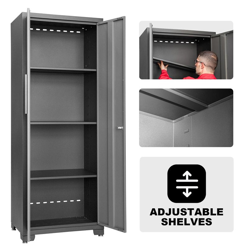 Torin Garage Storage, 5 Piece Garage Storage Cabinet with Lockers, Workbench, Orgager for Garage, Home, Office, School, Black/Grey