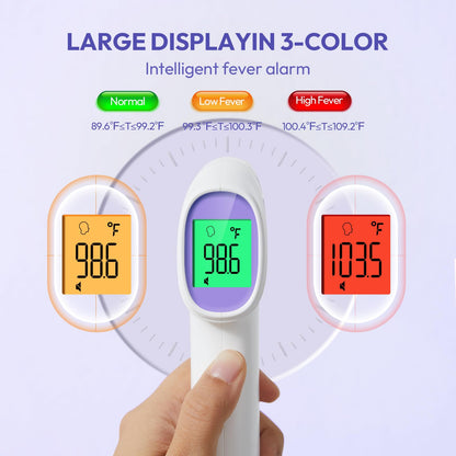 Forehead Thermometer for Adults, Kids & Babies, No-Touch Digital Thermometer with LCD Backlight Display, FSA HSA Eligible, Fever Alarm and 1s Instant Reading - Purple