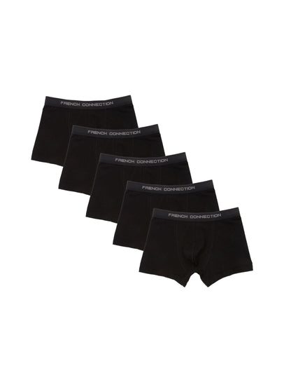 French Connection 'FC1' Mens Multipack Boxer Shorts - Cotton Stretch, 5 Pack, Soft and Breathable Underwear (Medium)