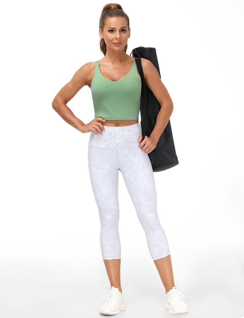 Women’s Longline Sports Bra Wirefree Padded Medium Support Yoga Bras Gym Running Workout Tank Tops (Light Green, Small, s)