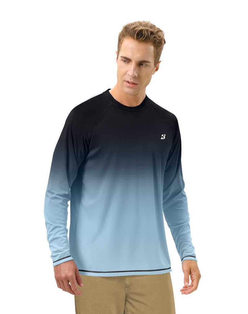 Roadbox Mens UPF 50+ Long Sleeve SPF Diving Rash Guard UV Sun Protection Shirts for Outdoor Fishing Hiking Swimming Running
