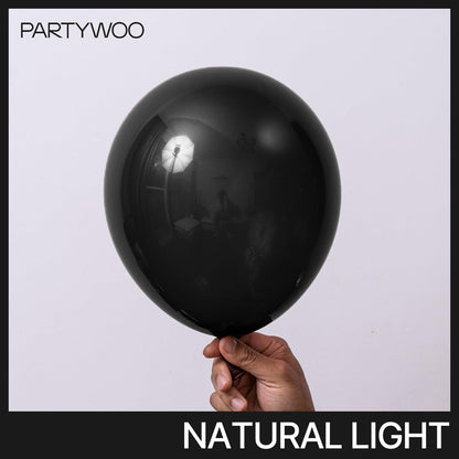 PartyWoo Black Balloons 127 pcs Different Sizes Pack of 36 18 12 10 5 Inch Matte Black Latex Balloon Arch Kit Garland for Graduation Halloween New Year Anniversary Birthday Party Decorations Black-Y18