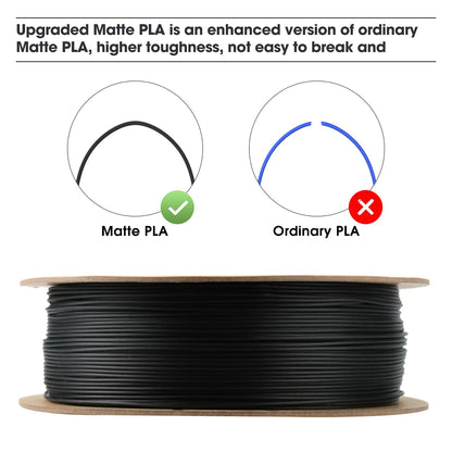 eSUN Upgraded Matte PLA Filament 1.75mm, Matte PLA 3D Printer Filament, Shine-Free Color, Frosted Texture, 1KG Spool (2.2 LBS) 3D Printing Filament for 3D Printers, Matte Deep Black